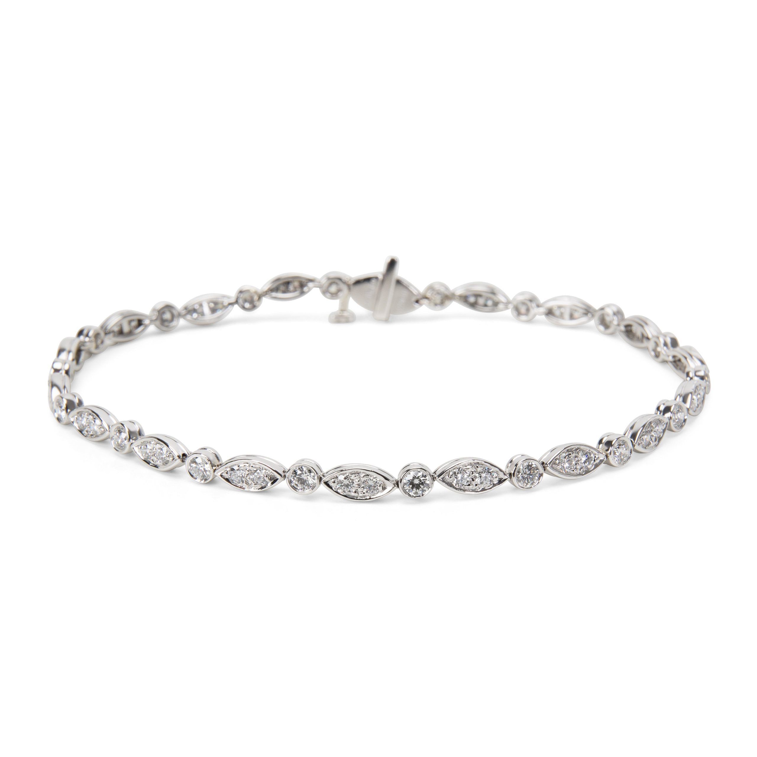 image of Tiffany Co Tiffany & Co. Jazz Bracelet In Platinum (1.60 Ctw) in Silver, Women's