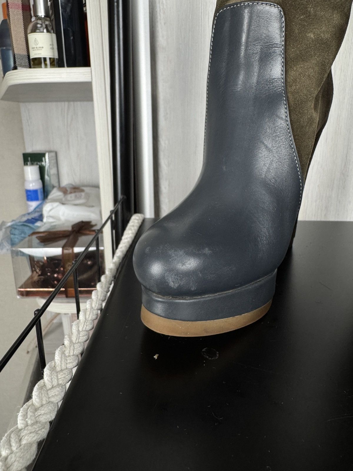 Jil Sander Jill Sander olive green suede and gray leather wedges Size US 6.5 / IT 36.5 - 9 Thumbnail