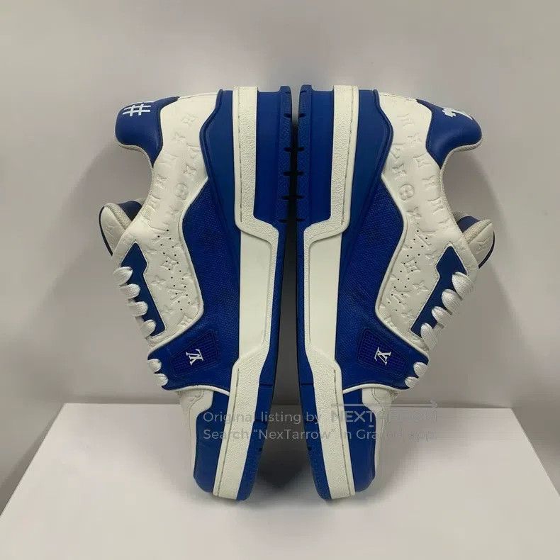 Louis Vuitton Louis Vuitton Trainer white and blue relief shoes Size US 6 / EU 39 - 2 Thumbnail