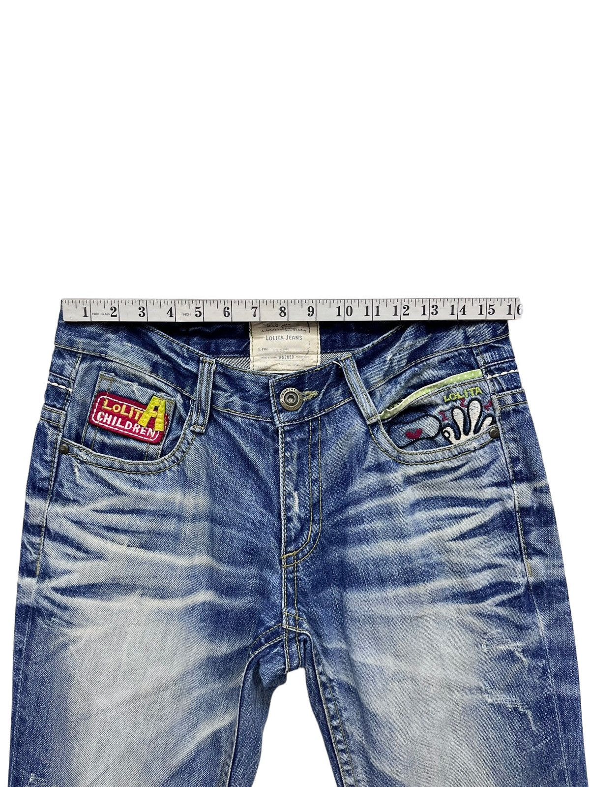 Siberia Hills RARE🔥LOLITA CHILDREN Embroidery Exotic Denim Acid Washed Size US 31 - 20 Thumbnail