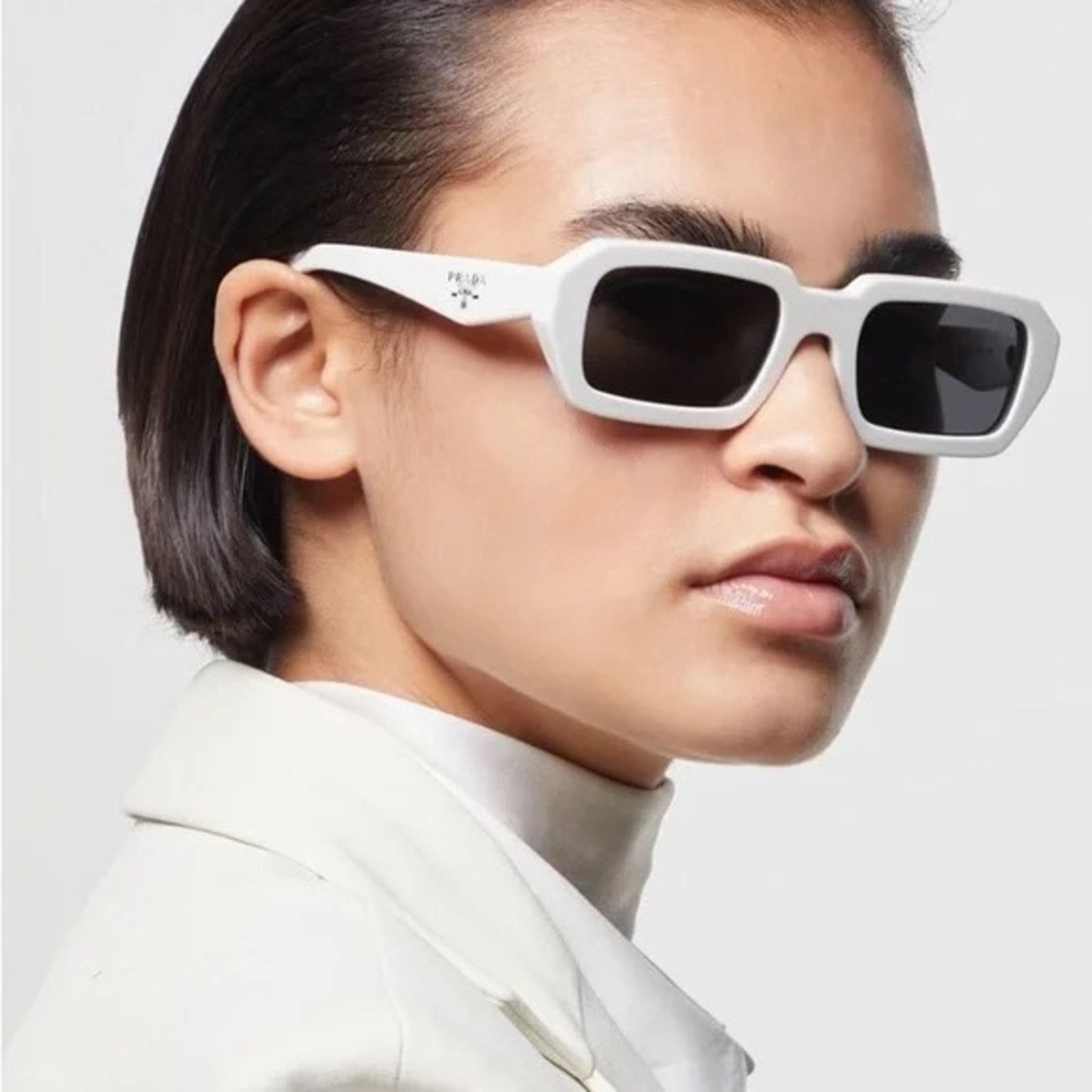 Prada NEW PRADA PR A12S 17K08Z White/Dark Grey Unisex Sunglasses Size ONE SIZE - 1 Thumbnail