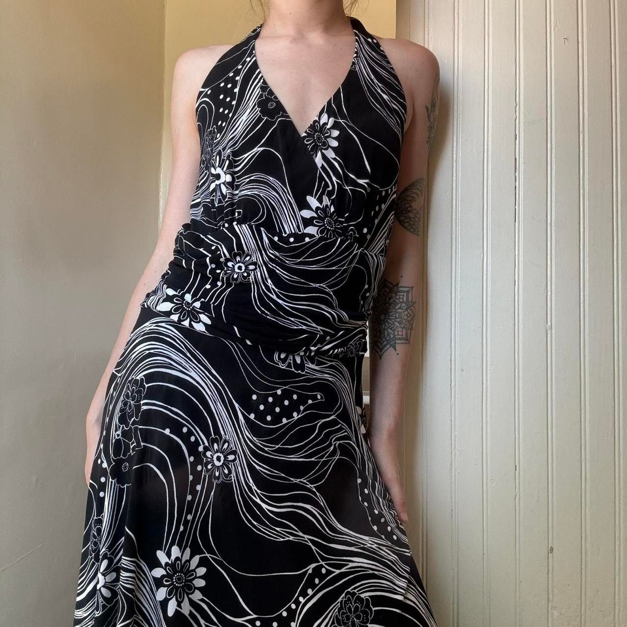 Vintage Vintage Y2K Ronni Nicole Black White Halter Dress 6 90s y2k Size M / US 6-8 / IT 42-44 - 3 Thumbnail
