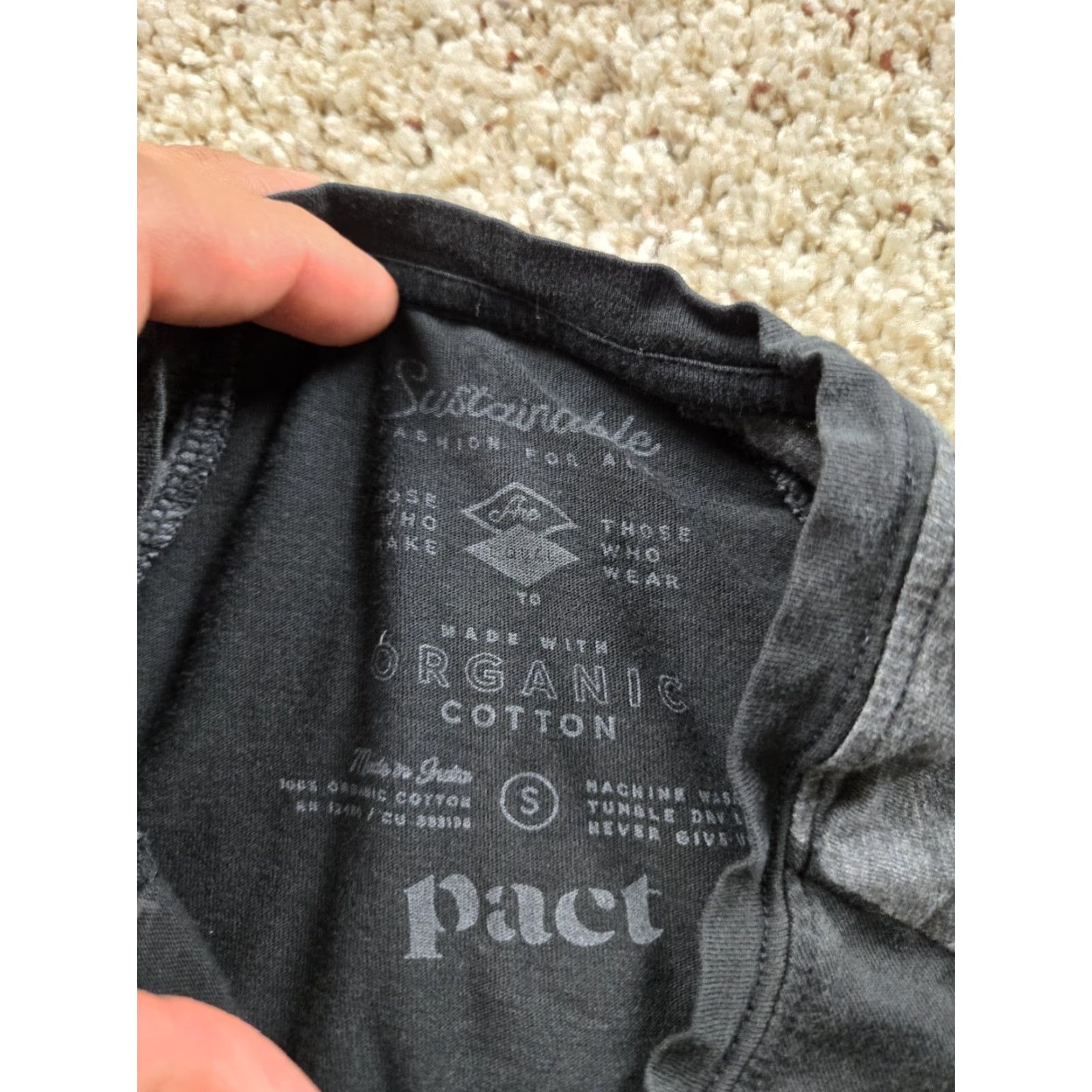 Vintage PACT Shirt Mens Small Black Gray Raglan Sleeve Crewneck Organic Cotton Pullover Size US S / EU 44-46 / 1 - 6 Thumbnail