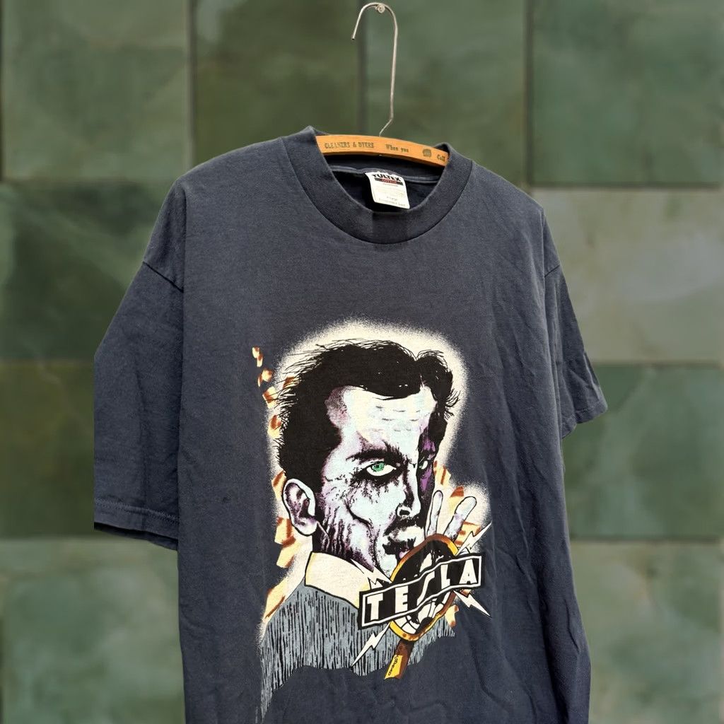 Vintage VINTAGE 1992 Tesla Psychotic Supper Pushead Tour Shirt Giant XL Blue 90s Mens T-Shirt Grunge Tee Size US XL / EU 56 / 4 - 1 Thumbnail