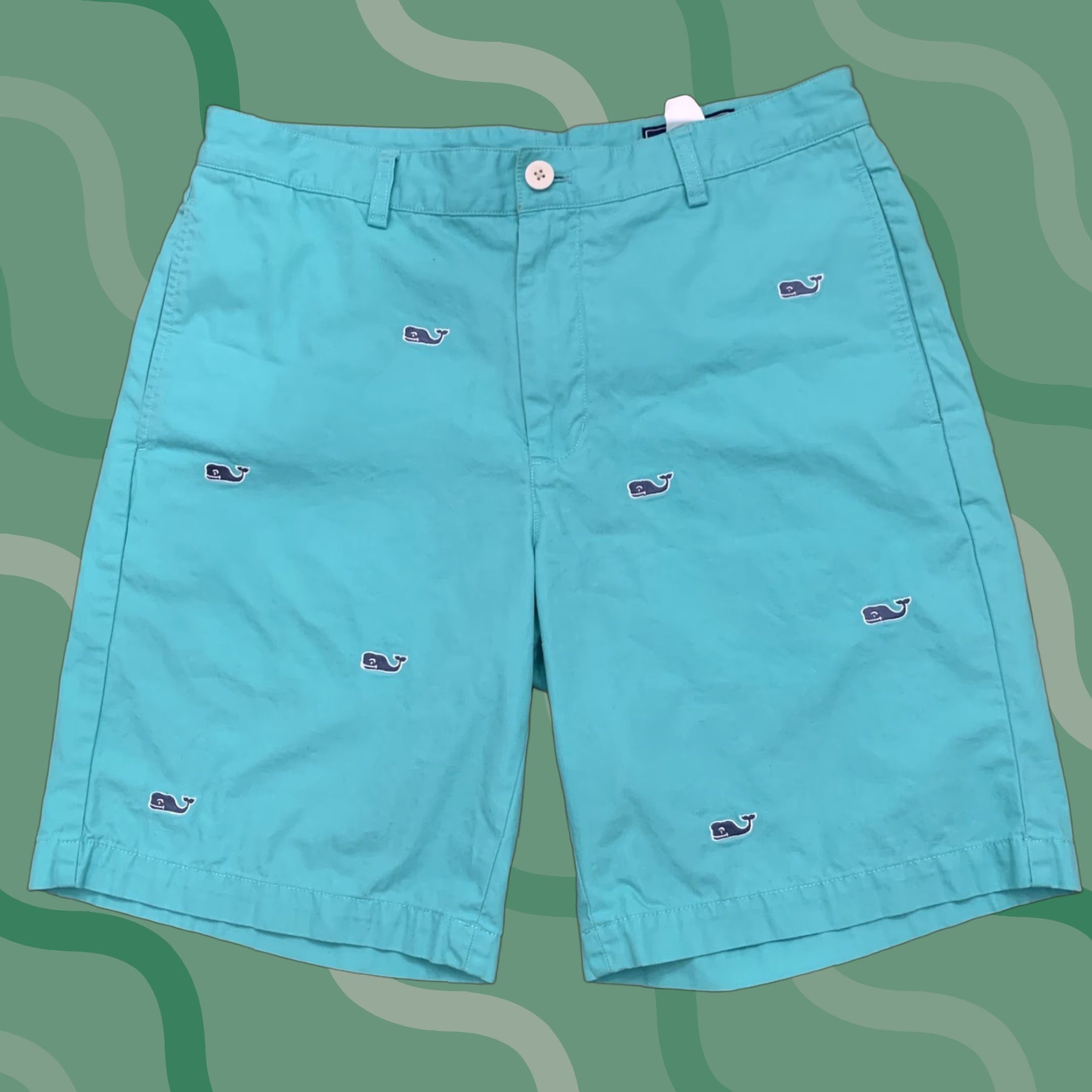 Vineyard Vines VINEYARD VINES 33 Kelly Green Chino Shorts Men Flat Front Animal Print Preppy Size US 33 - 1 Thumbnail