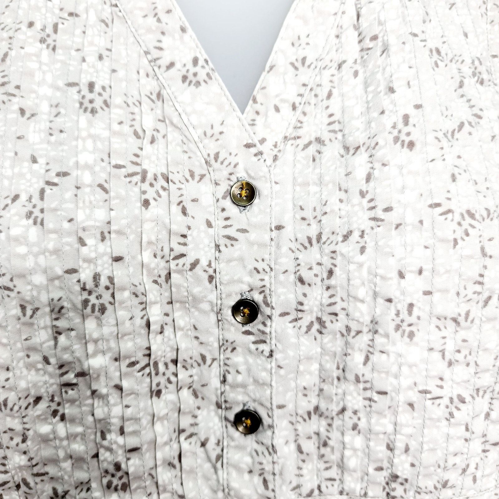 Other Bit & Brindle V Neck Cotton Pleated Front Shirt Size L / US 10 / IT 46 - 5 Thumbnail