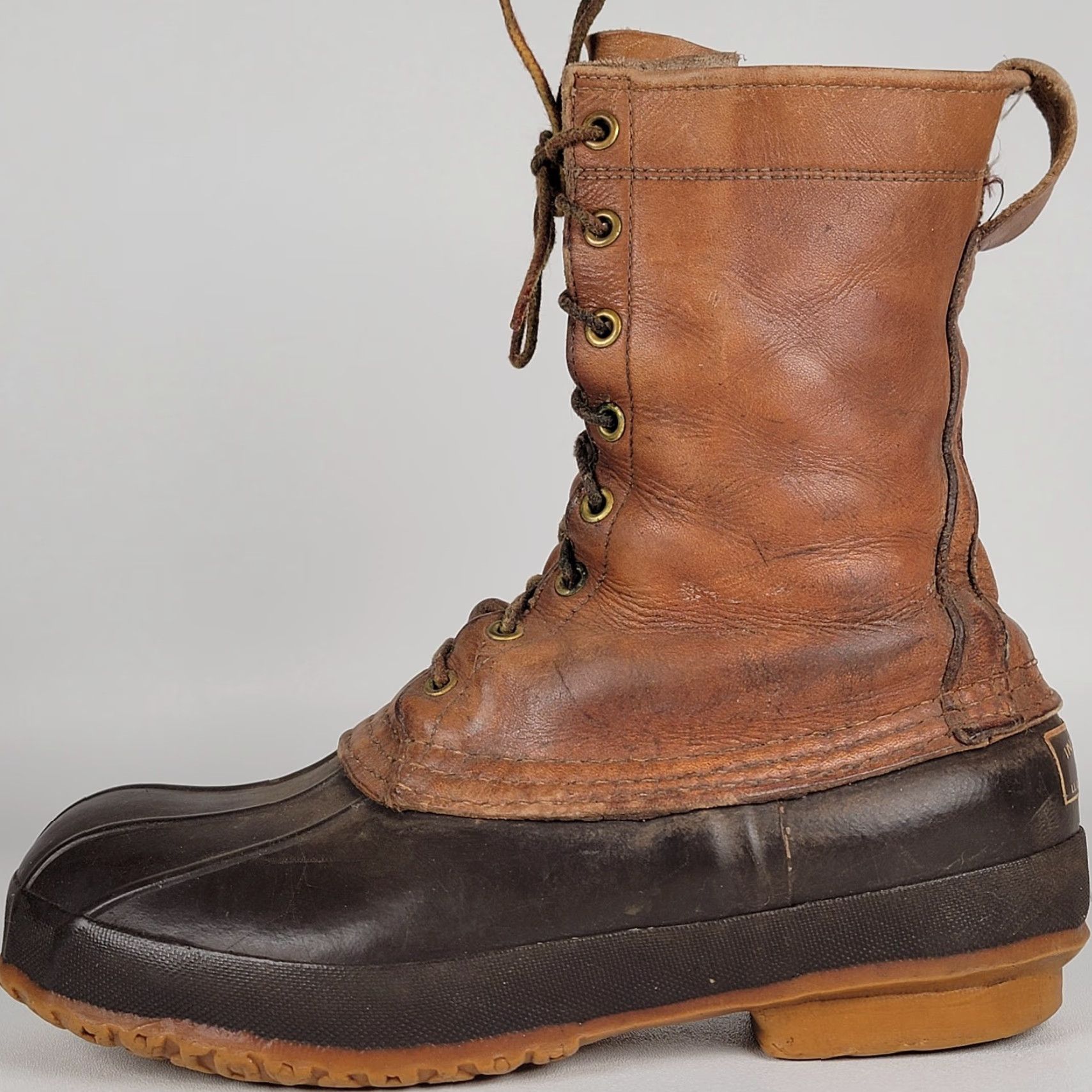 Vintage VTG 60s LL Bean Maine Hunting Bean Boots Vibram Made In USA Boots Mens US Size 10 Brown Leather Ivy Look Original Size US 10 / EU 43 - 6 Thumbnail