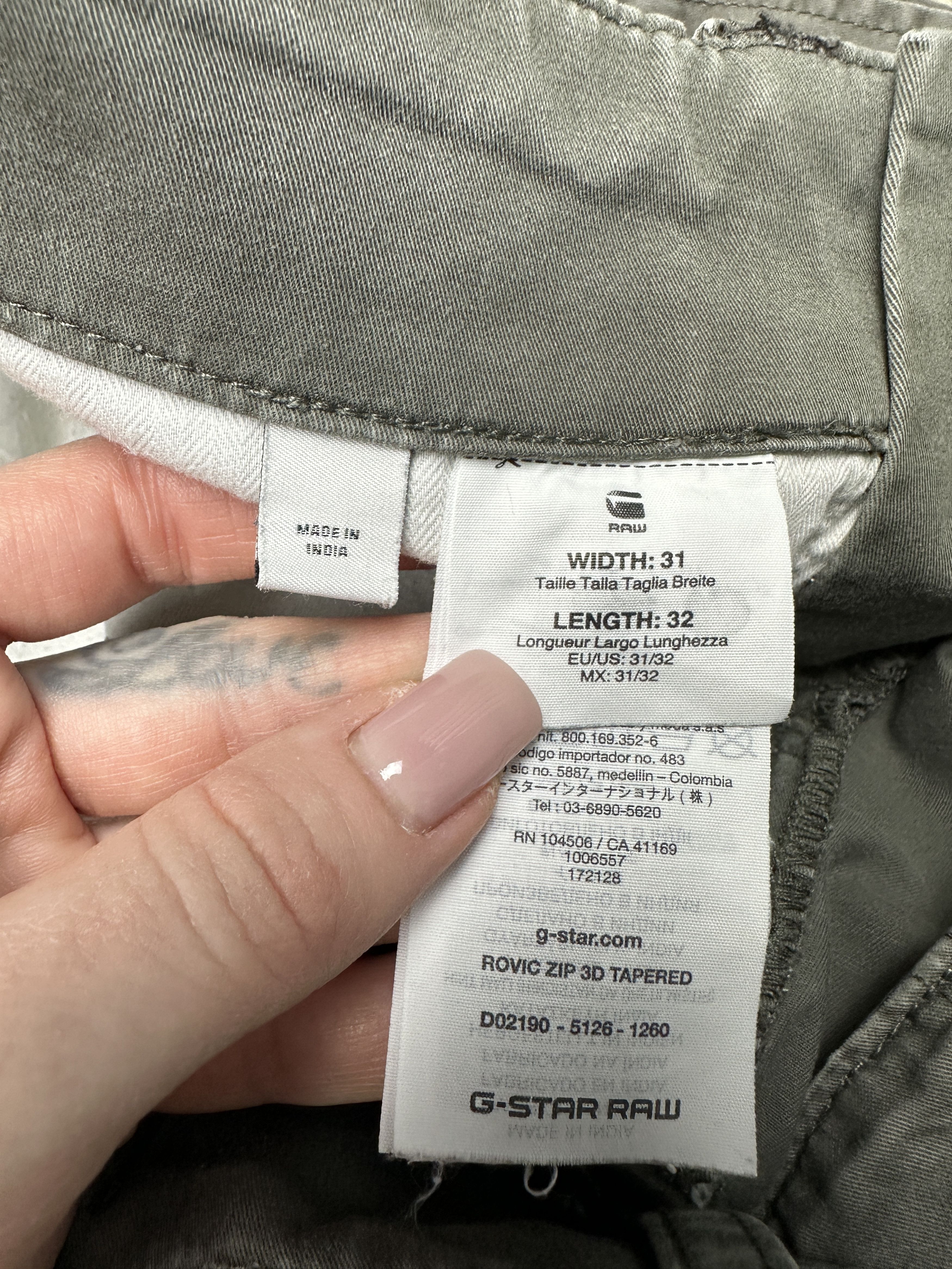 G-Star G Star Raw Mens Rovic Zip 3D Regular Tapered Cargo Pants Size US 31 - 9 Thumbnail