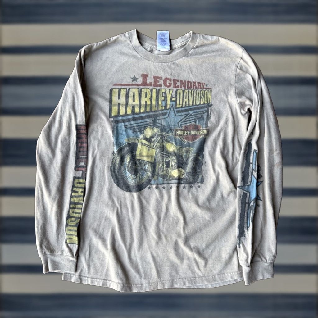 Harley Davidson VINTAGE Harley-Davidson Legendary Motorcycles Long Sleeve T-Shirt Mens Medium Beige 2000s Size US M / EU 48-50 / 2 - 1 Thumbnail