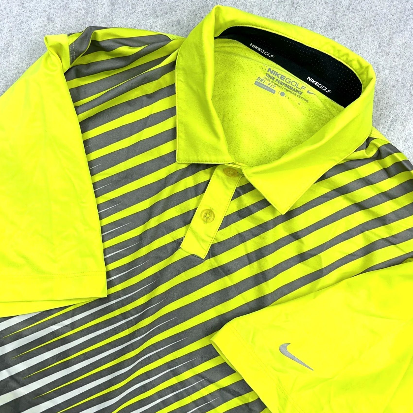 Nike Nike Polo Shirt Men L Yellow Gray Dri-Fit Tour Performance Golf Geometric Size US L / EU 52-54 / 3 - 2 Thumbnail