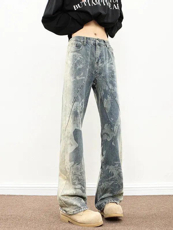 Japanese Brand × Jean Retro loose hip-hop straight leg micro flared jeans Size US 30 / EU 46 - 3 Thumbnail