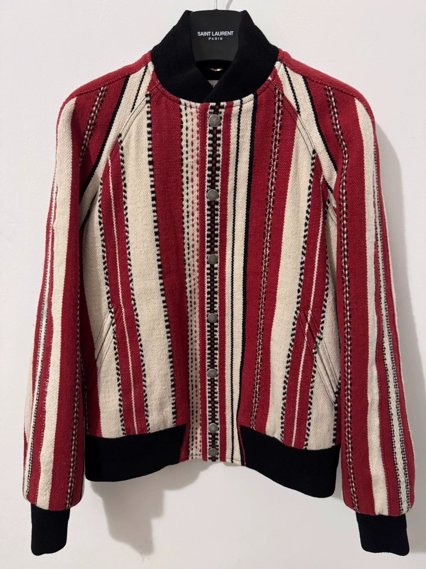 Saint Laurent Paris Saint Laurent Red and White Striped Jacket Size US M / EU 48-50 / 2 - 1 Thumbnail