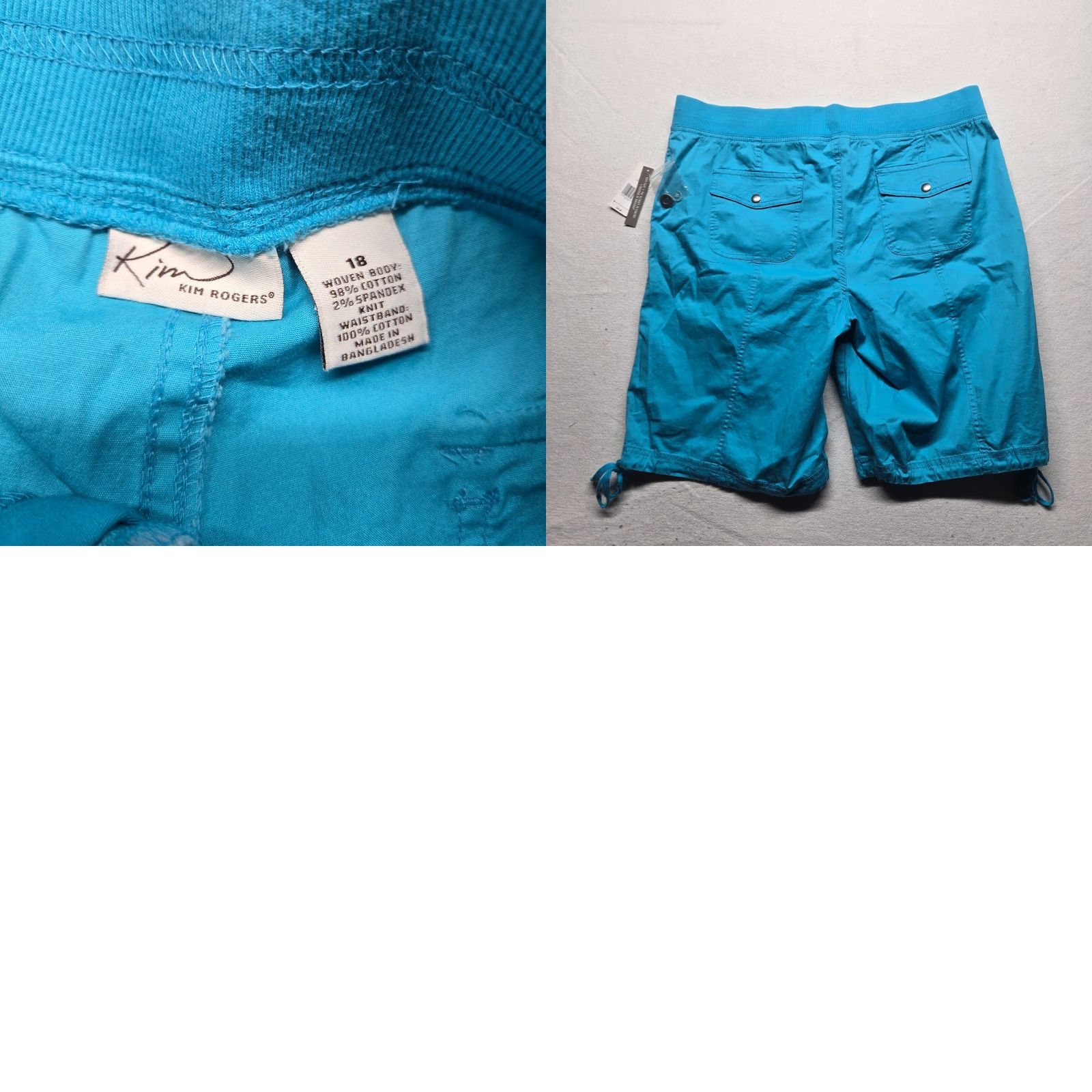Vintage Kim Rogers Bermuda Pants Solid Turquoise Stretch Adult Women Size 18 Womens Plus 18 Turquoise Bermuda Pants 90s? Size 40" / US 18 - 8 Thumbnail
