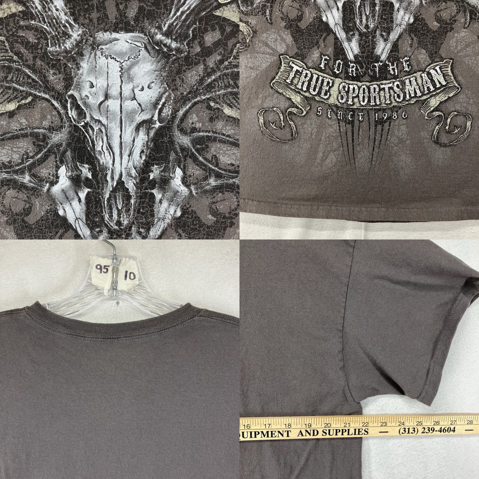 Realtree VINTAGE Realtree T-Shirt Mens Short Sleeve Crew Neck Gray Medium Oversized Skull Bones Graphic Print 90s Y2K Real Tree MMA UFC Machine Washable Cotton Size US M / EU 48-50 / 2 - 8 Thumbnail