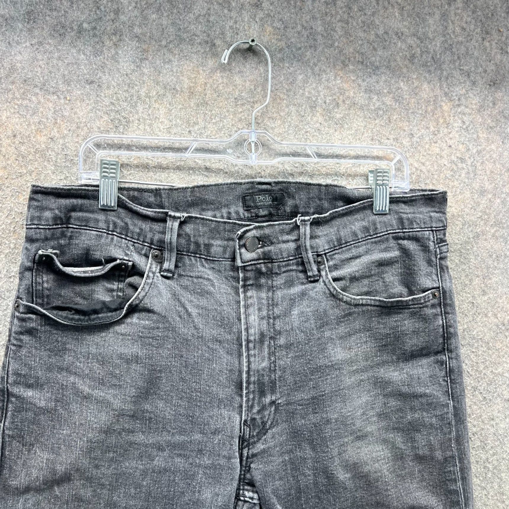 Polo Ralph Lauren Polo Ralph Lauren Jeans Men 36 Black Gray Straight Denim Pants VTG 5-Pocket Design Size US M / EU 48-50 / 2 - 6 Thumbnail