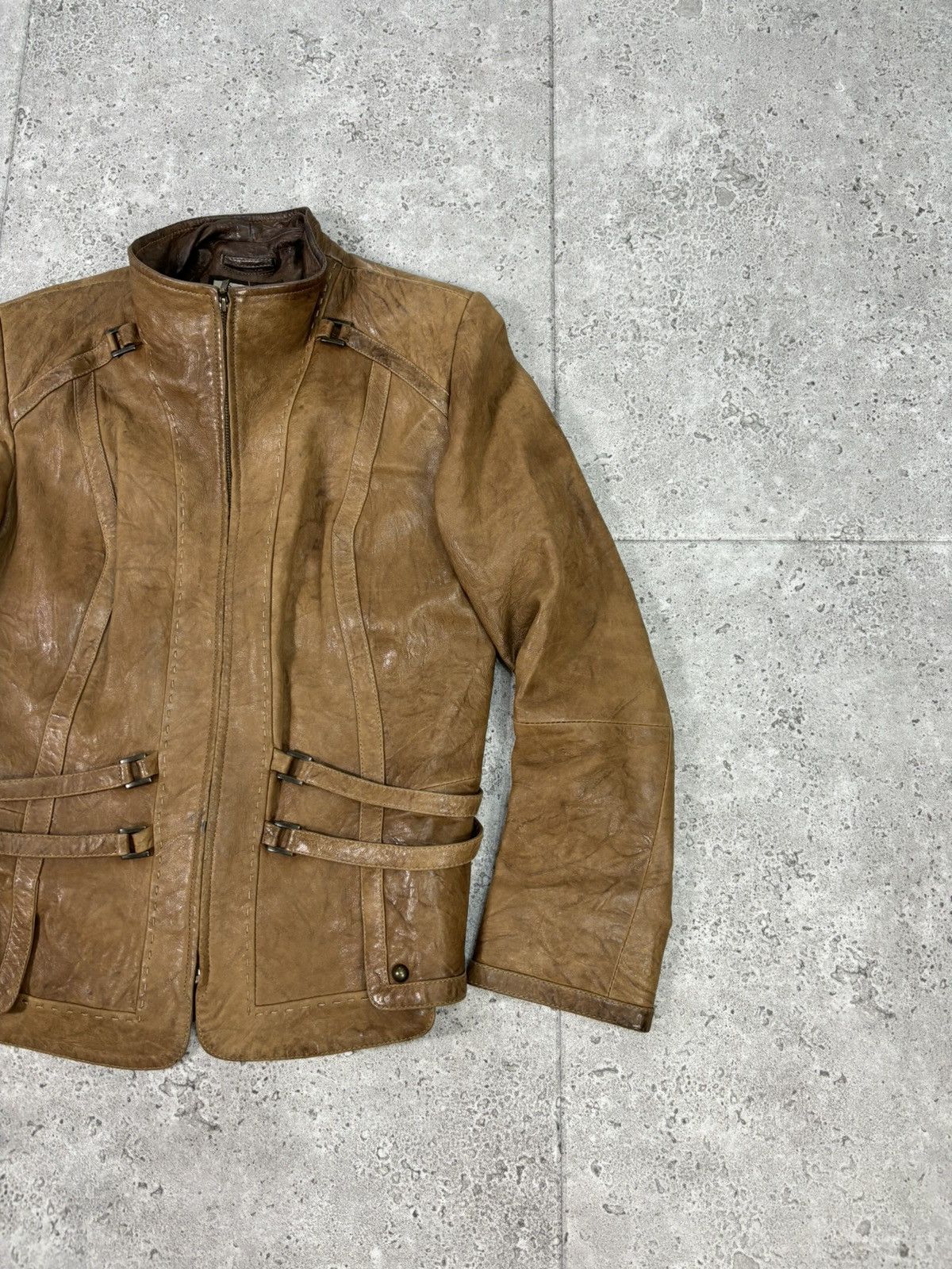 Genuine Leather × Japanese Brand Archive Japanese Leather Jacket Rare 2000s Vintage Cropped Size US L / EU 52-54 / 3 - 3 Thumbnail