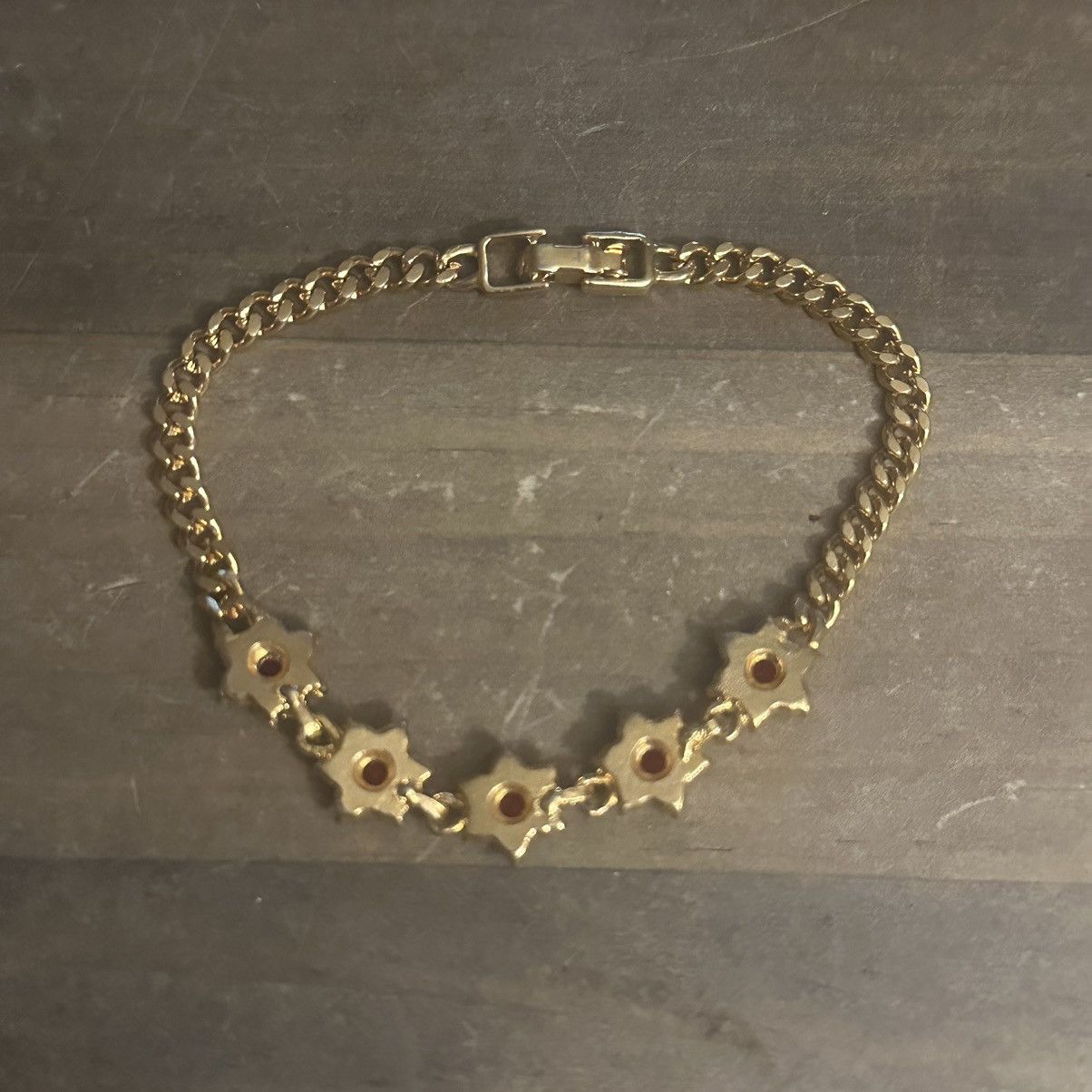 Vintage Vintage rhinestone flower link chain bracelet Size ONE SIZE - 4 Thumbnail