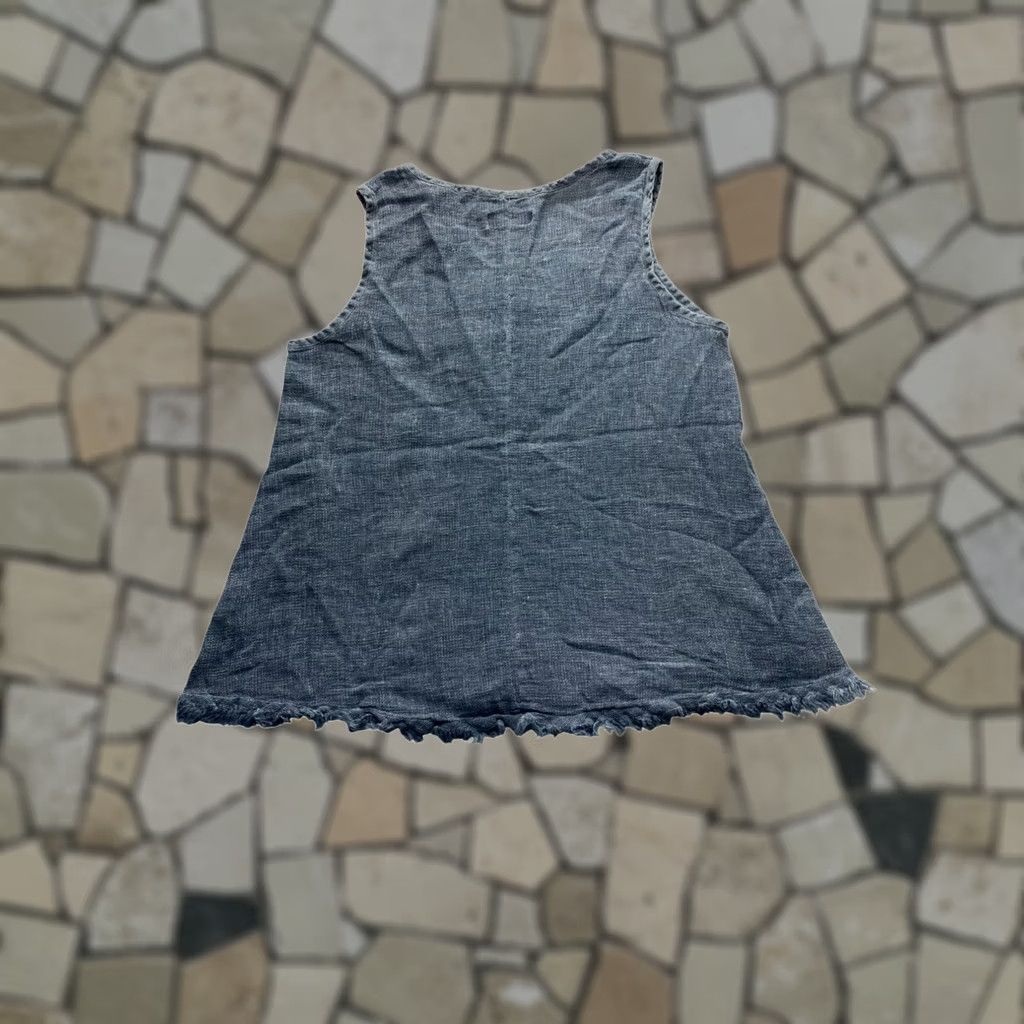 Vintage Flora Ashley Tank Womens XL Blue Linen-Cotton Frayed Hem Sleeveless Top Size XL / US 12-14 / IT 48-50 - 1 Thumbnail