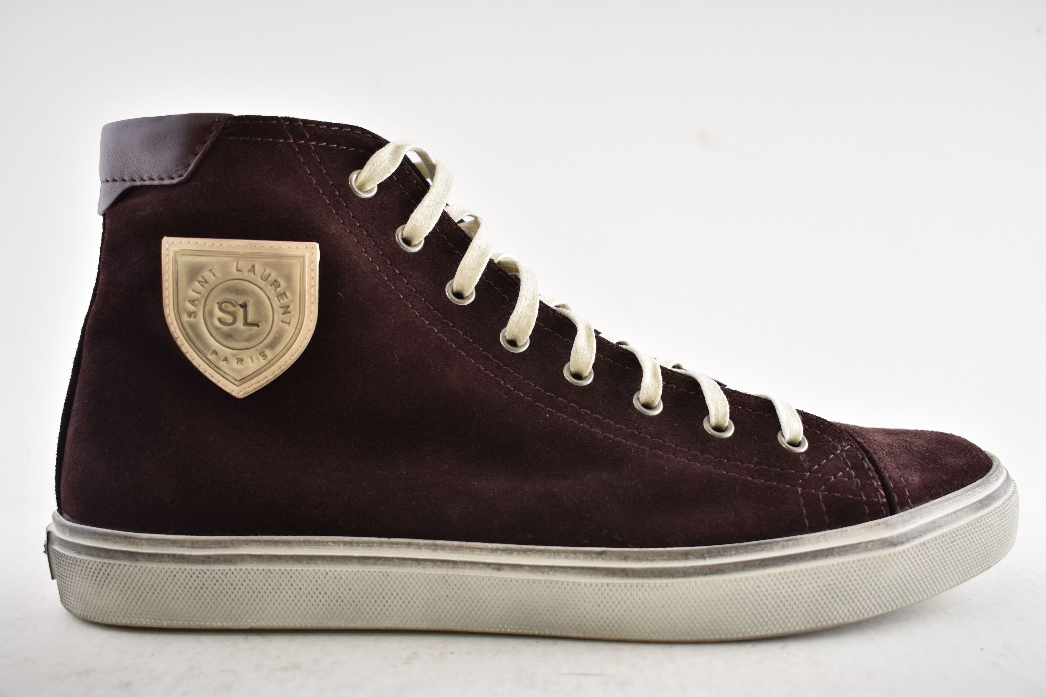 Saint Laurent Paris Bedford SW SL Patch Barolo Red Flat High Top Sneaker 44 11 Size US 11 / EU 44 - 2 Thumbnail