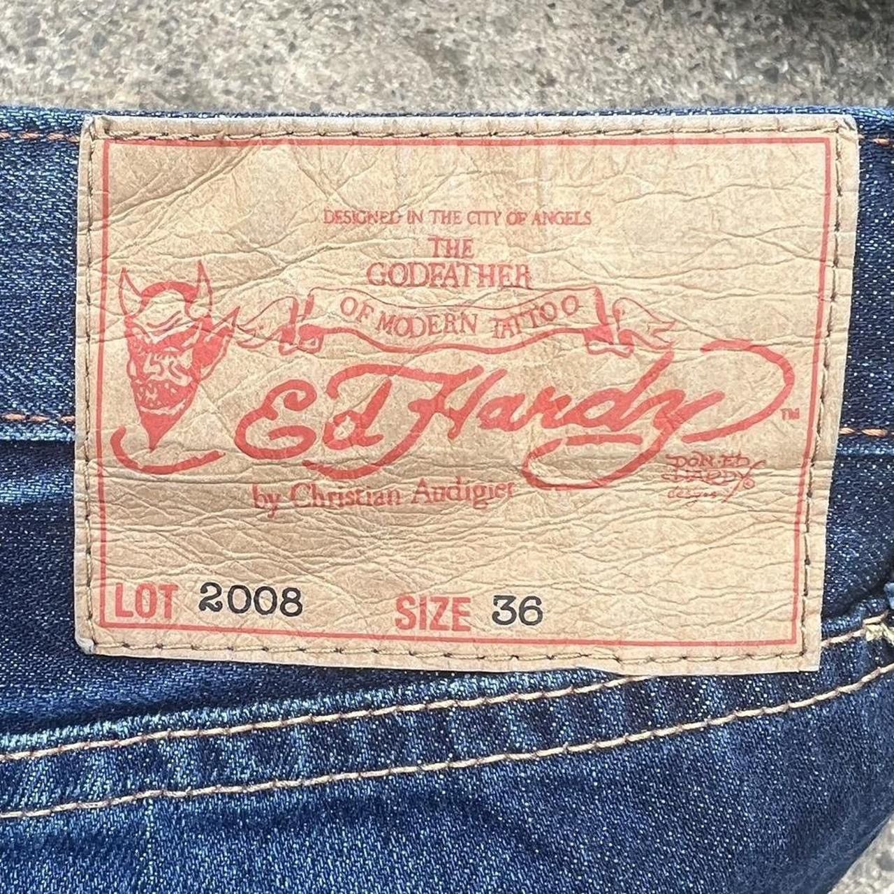 vintage ed hardy 2008 tiger snake embroidered denim jeans