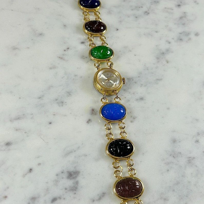 Other Vintage 1980s Majestine Swiss Made Gold Tone Scarab Watch Size ONE SIZE - 6 Thumbnail