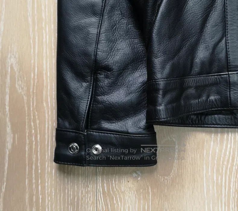 Schott Schott NYC Men's Black Cowhide Stand Collar Slim Leather J Size US L / EU 52-54 / 3 - 7 Thumbnail