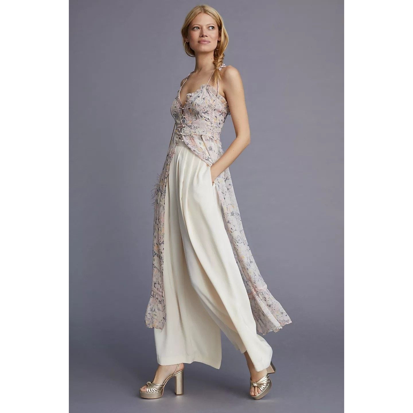 Anthropologie By Anthropologie Sheer Curtain MAXI Top $130 X-SMALL Floral Size XS / US 0-2 / IT 36-38 - 3 Thumbnail