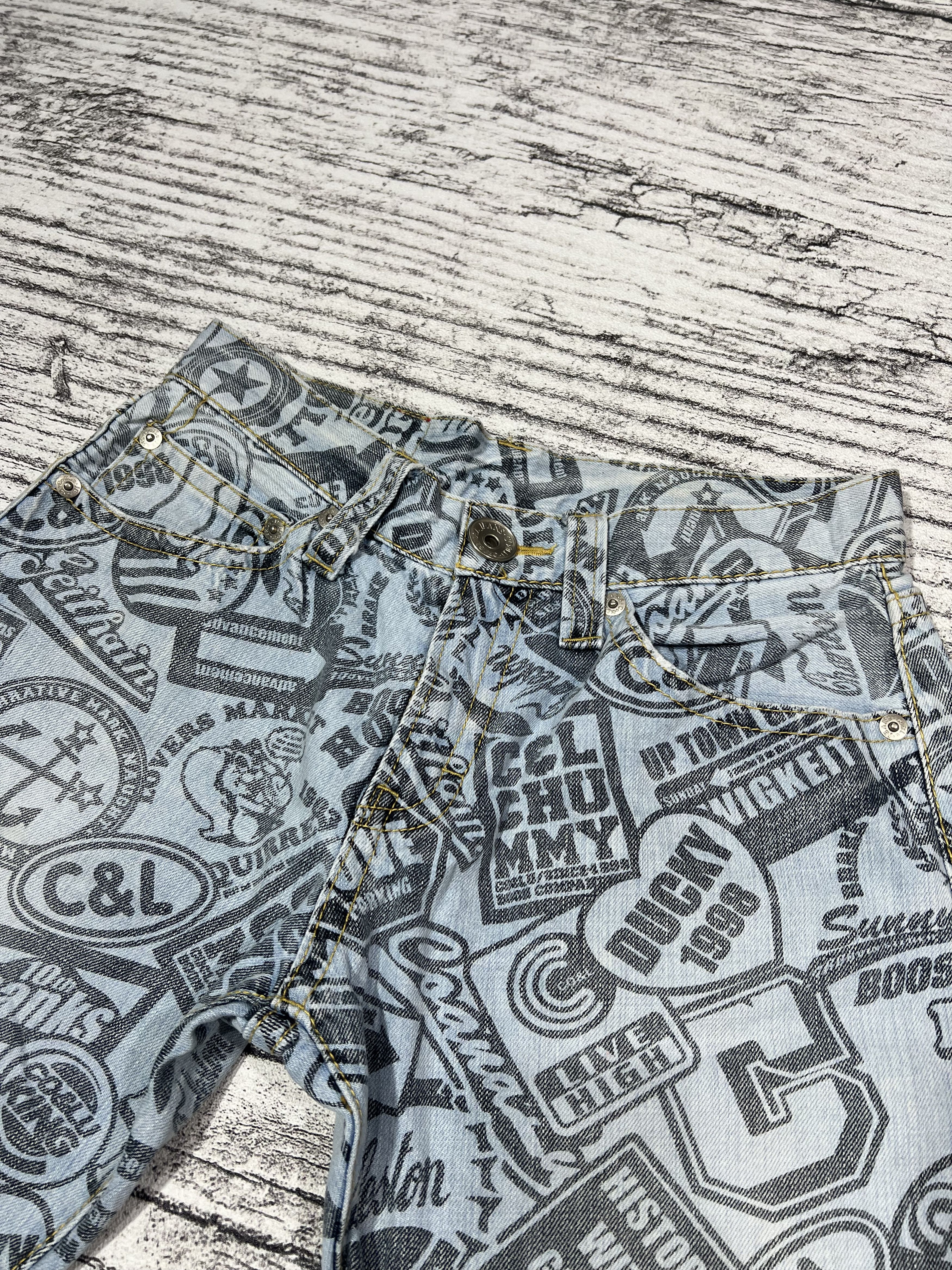 Japanese Brand 2000s Hysteric Poem Denim Jorts y2k Lgb Ifsixwasnine Size US 30 / EU 46 - 5 Thumbnail