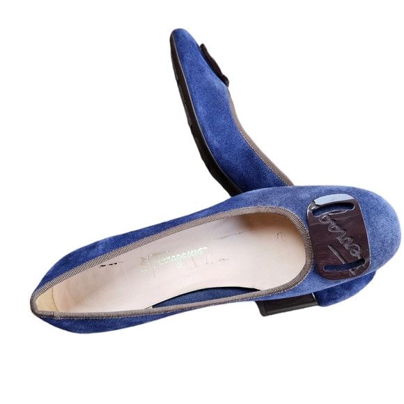 Salvatore Ferragamo suede heel shoes size 10 2A blue