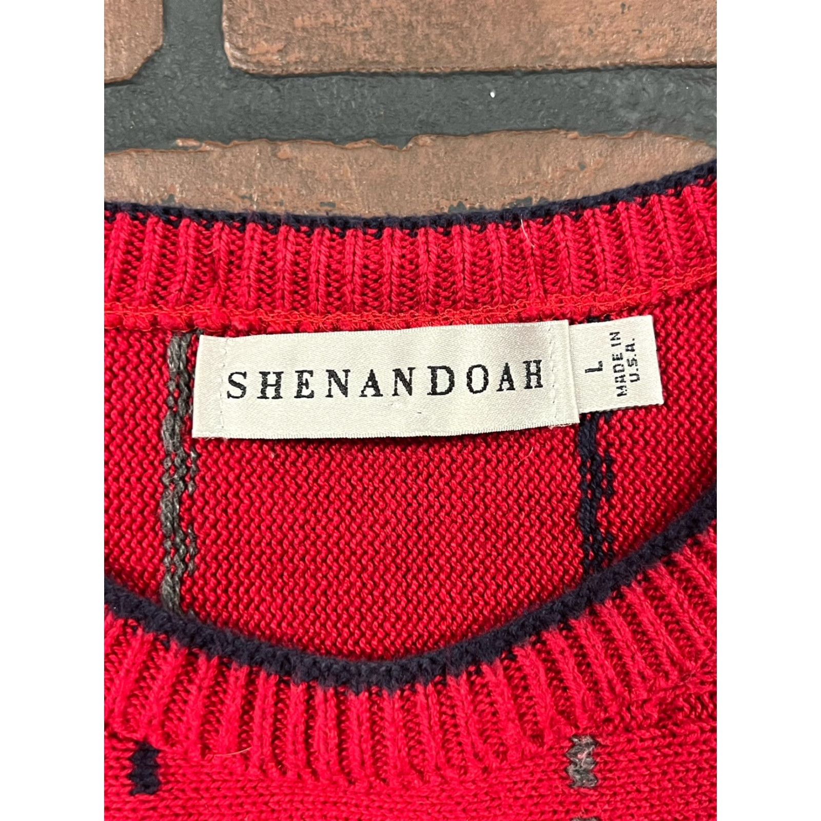 Vintage VINTAGE Shenandoah Sweater Striped Pullover Red / L Men Size US L / EU 52-54 / 3 - 3 Thumbnail