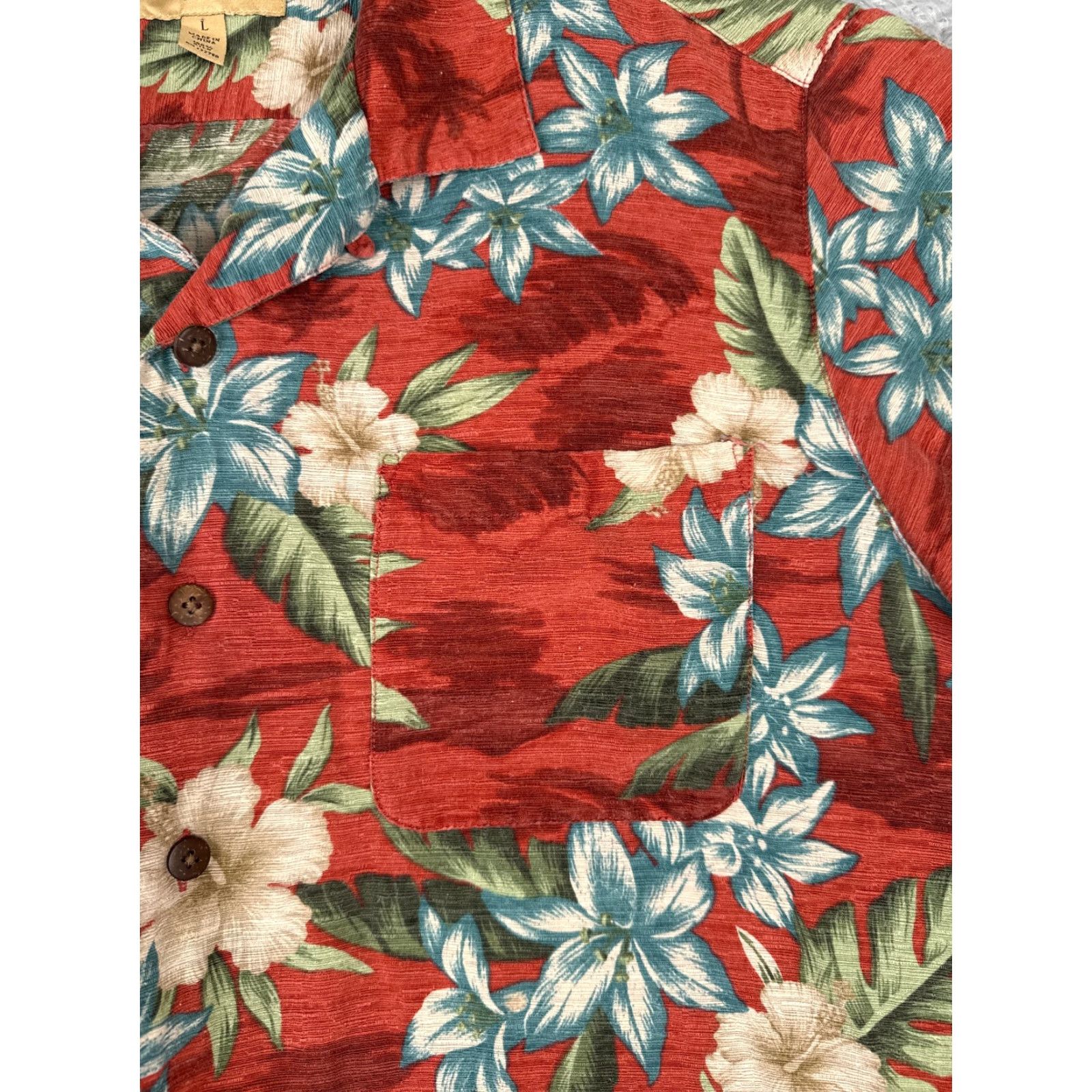 Vintage Havana Jack's Cafe Shirt Men Large Red Floral Hibiscus 100% Silk Hawaiian Beach Size US L / EU 52-54 / 3 - 6 Thumbnail