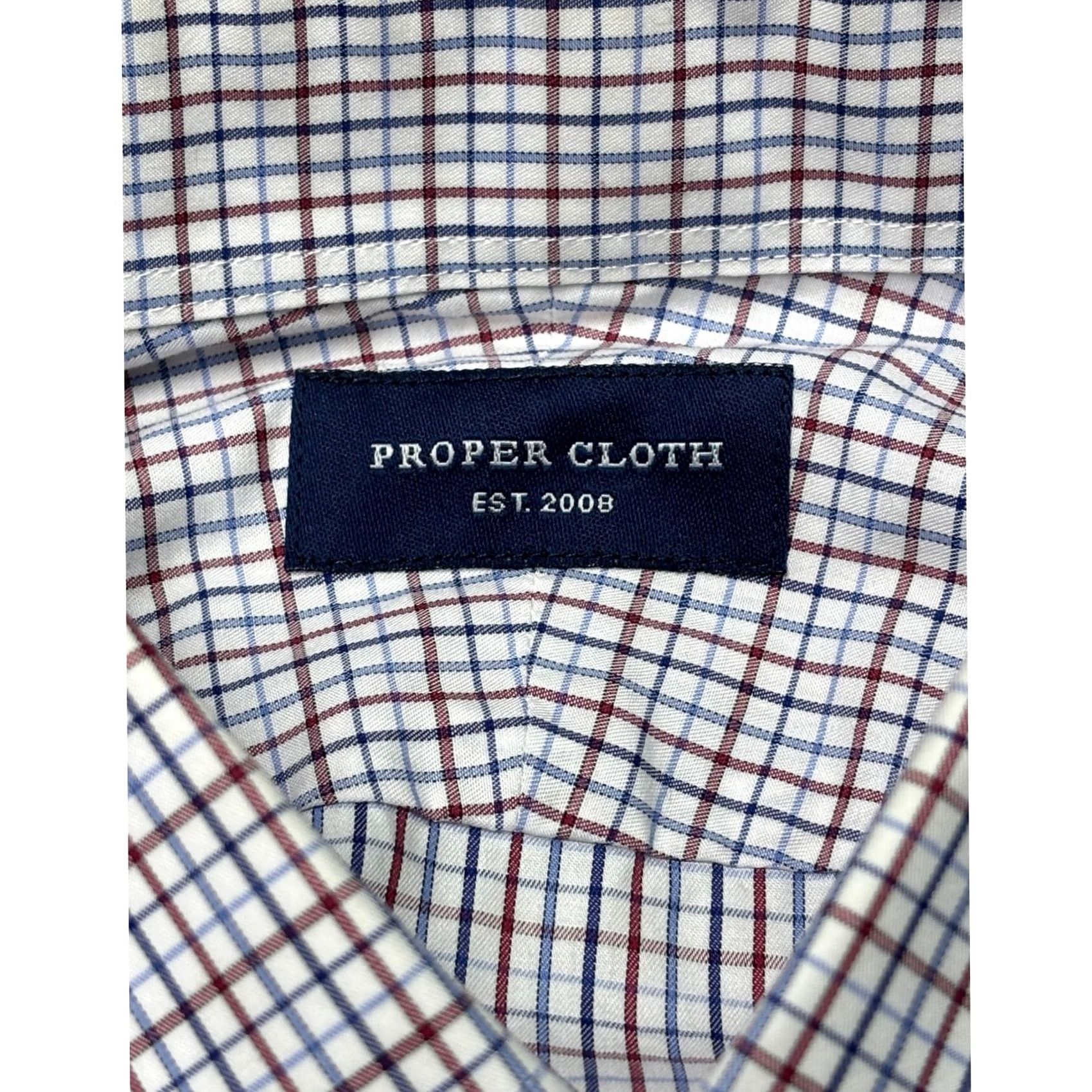 Proper Cloth Proper Cloth Shirt Mens XS Check Button Down Blue Burgundy French Cuff Cotton Size US XS / EU 42 / 0 - 4 Thumbnail