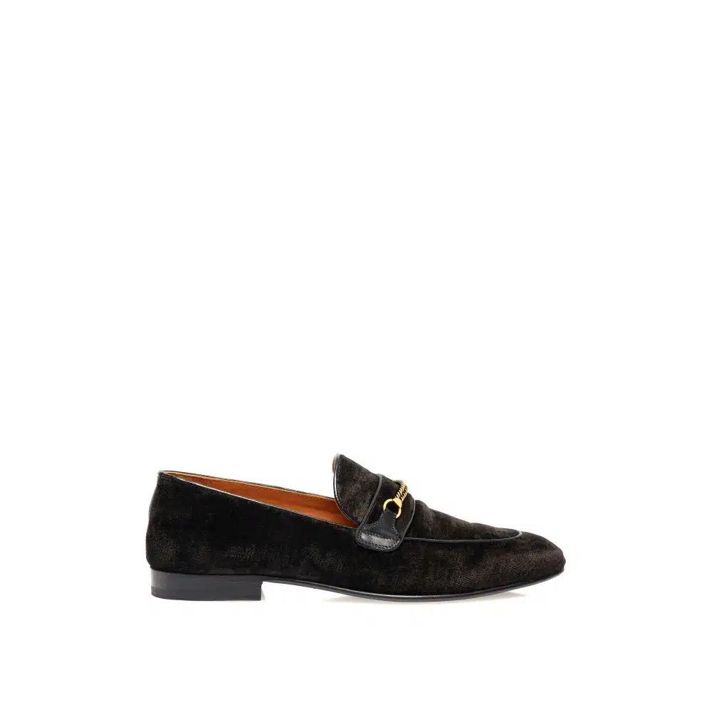 Tom Ford o1loc1c0425 J1482 Velvet Liam Chain Loafers in Black Size US 12 / EU 45 - 1 Thumbnail