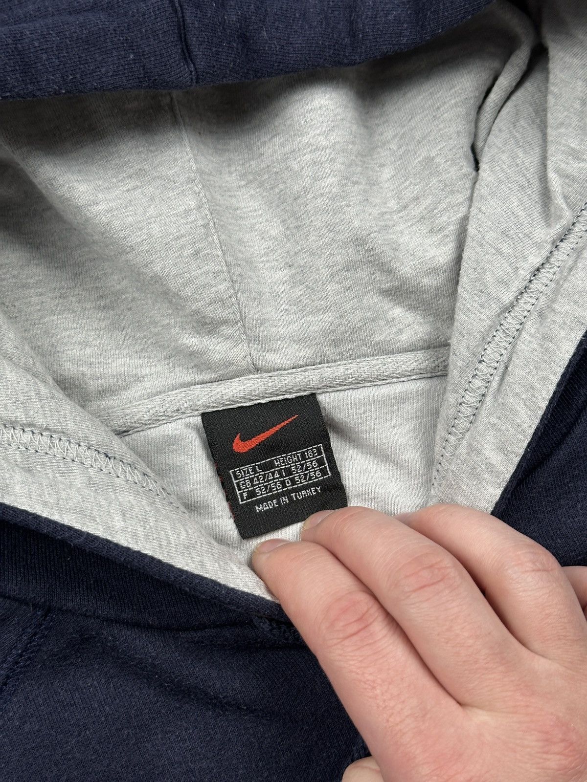 Nike Nike VTG Navy Hoodie Big Spellout Logo Pullover Sweatshirt Size US L / EU 52-54 / 3 - 9 Thumbnail