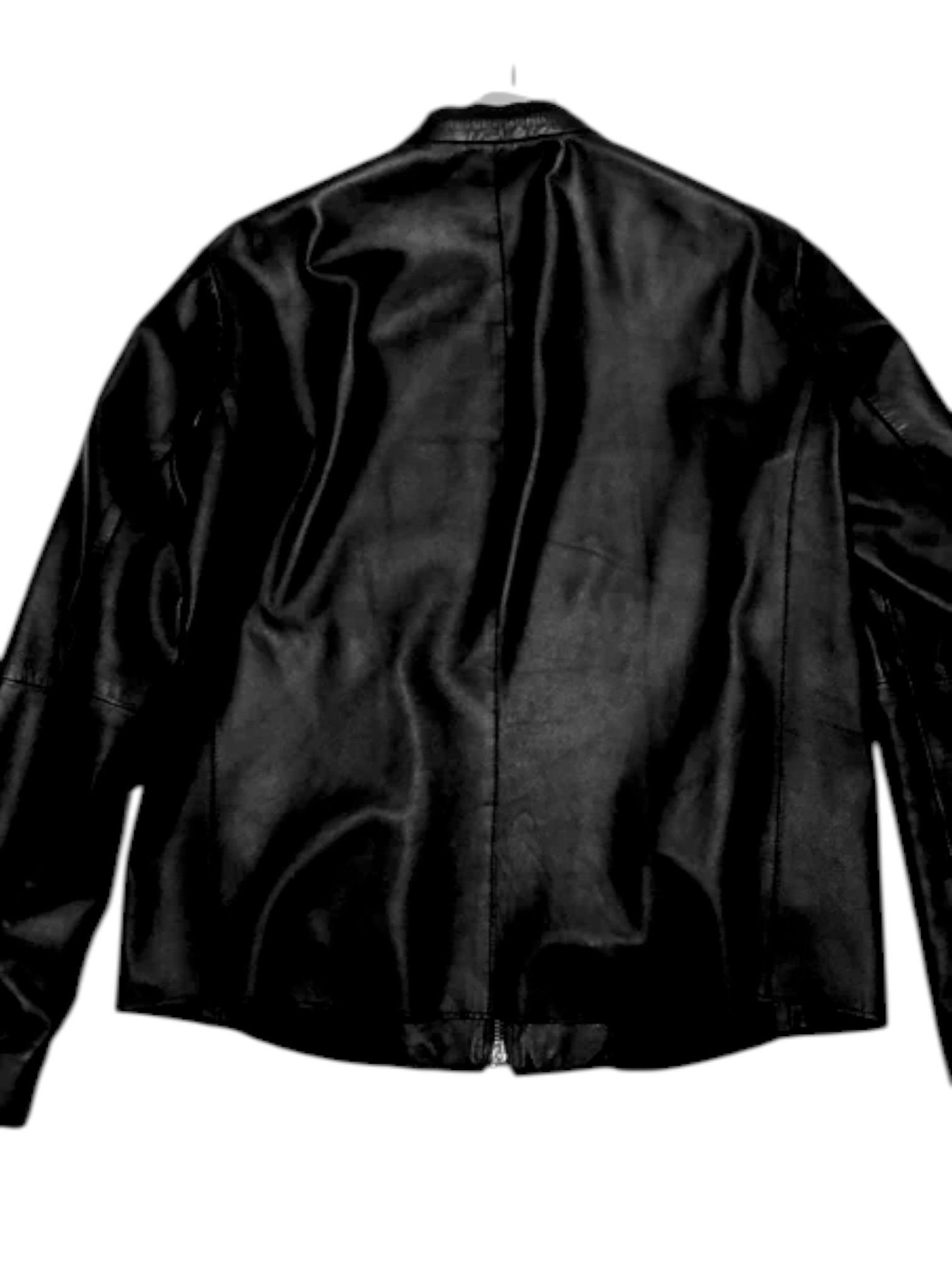 Emporio Armani Emporio Armani Minimal Collarless Leather Jacket Late 2000s Size US M / EU 48-50 / 2 - 2 Thumbnail