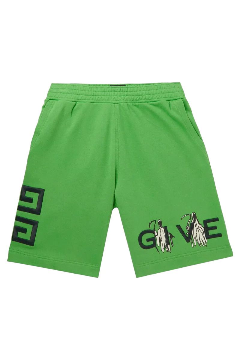 Image of Givenchy X Josh Smith Logo Embroidered Reaper Shorts in Green, Men's (Size 34)