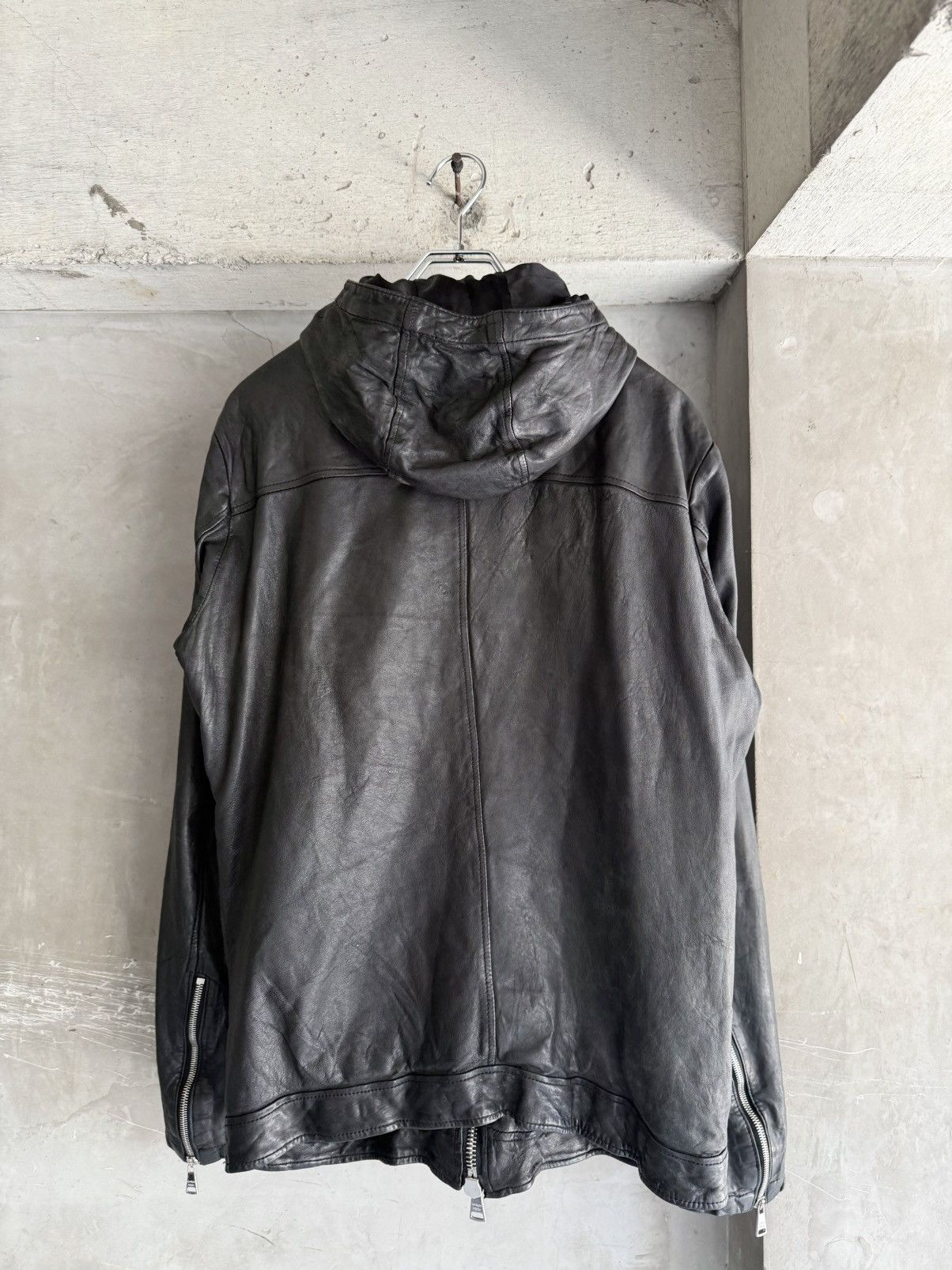 GIORGIO BRATO 18AW Black Lamb Leather Hooded Jacket