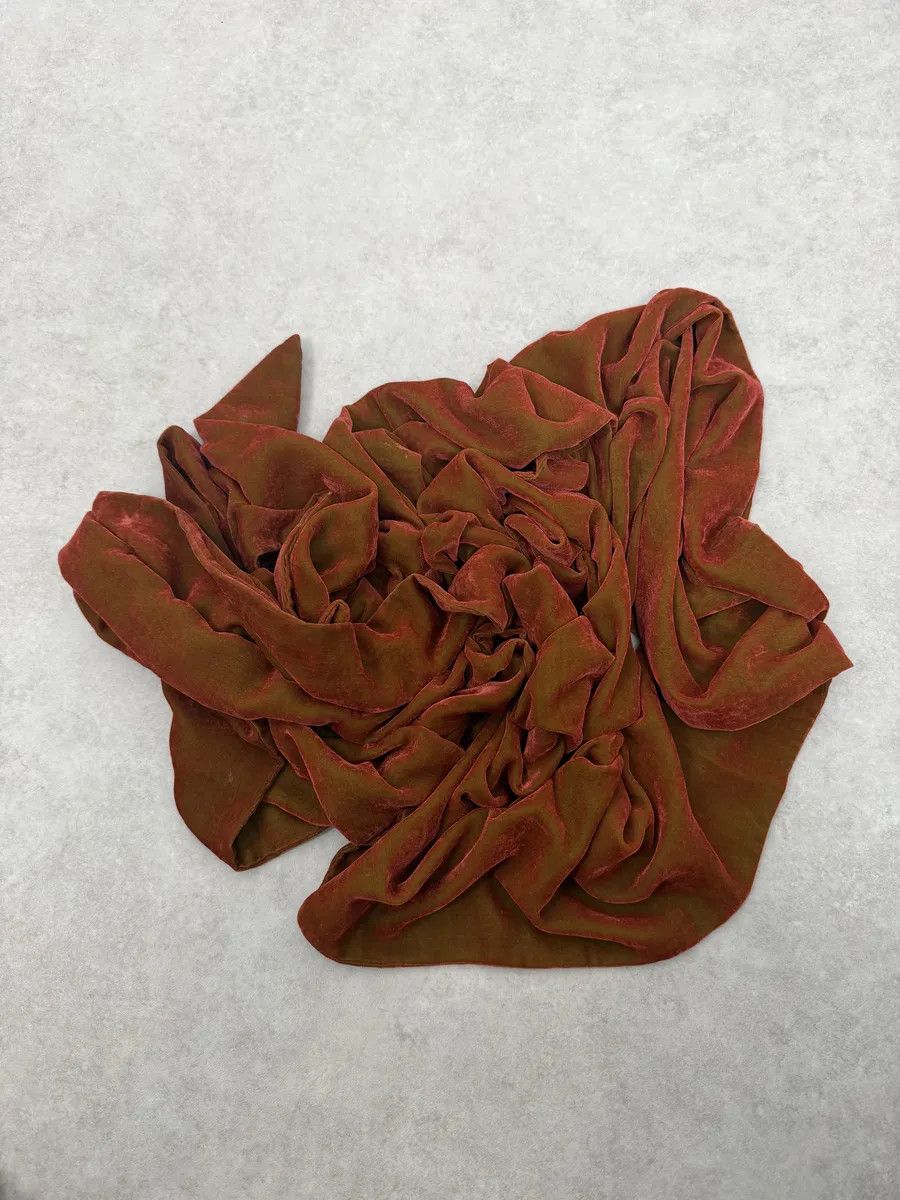 Comme des Garcons 1990s Comme des Garçons Dark Orange Velvet Scarf Size ONE SIZE - 7 Thumbnail