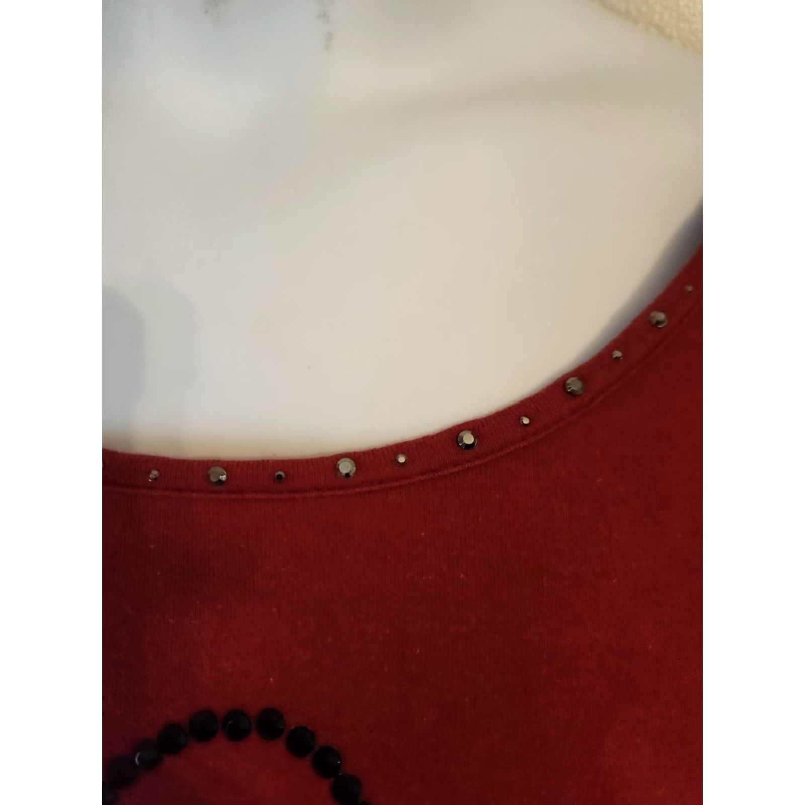 Quacker Factory Quacker Factory Red Rhinestone Purse Design 3/4 Sleeve Casual Top Shirt 3X Plus Size XXL / US 16-18 / IT 52-54 - 3 Thumbnail