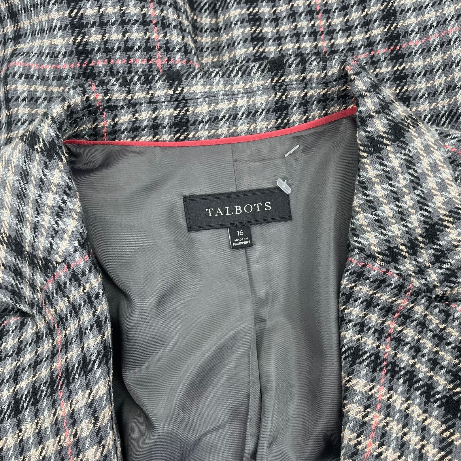Other Talbots Double Breasted Bradwell Plaid Blazer Jacket Gray 16 Size XXL / US 16-18 / IT 52-54 - 12 Thumbnail