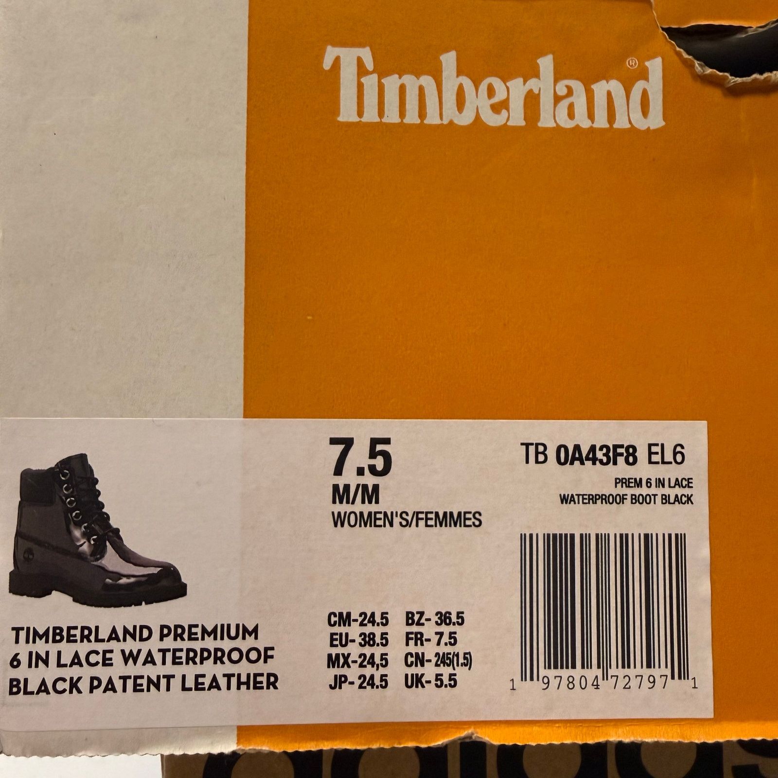 Timberland TIMBERLAND WOMEN'S 7.5 PATENT LEATHER PREMIUM 6-INCH WP BOOT Size US 7.5 / IT 37.5 - 8 Thumbnail