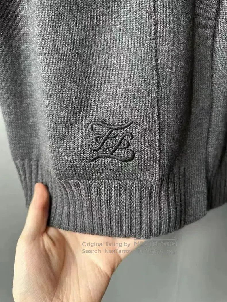 Fendi Fendi Black and Gray Embroidered Logo Wool Cardigan Size XS / US 0-2 / IT 36-38 - 4 Thumbnail