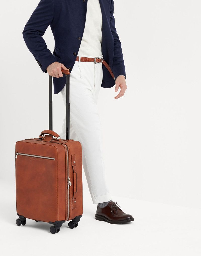 Brunello Cucinelli o1la1rc1a0326 Size: OS / Grained Calfskin Suitcase in Brown Size ONE SIZE - 4 Thumbnail