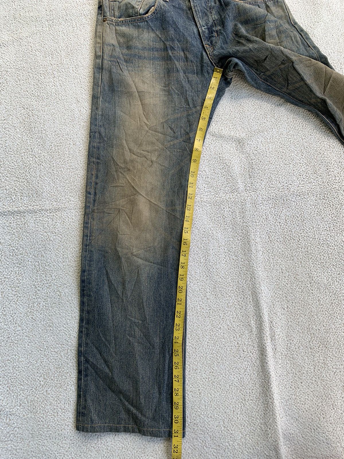 If Six Was Nine × Japanese Brand × Le Grande Bleu (L.G.B.) Vintage Edwin XV Loose Yellow Mud Washed Distressed Jeans Size US 31 - 13 Thumbnail