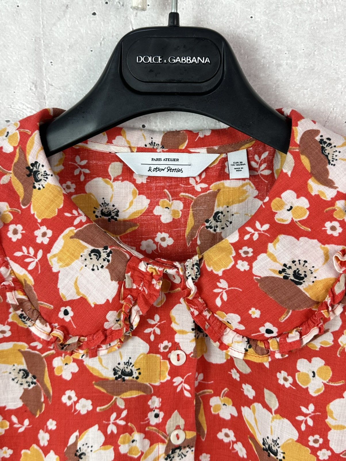 & Other Stories Other Stories Ramie Floral Button-up Red 3/4 Sleeve Shirt Size S / US 4 / IT 40 - 4 Thumbnail