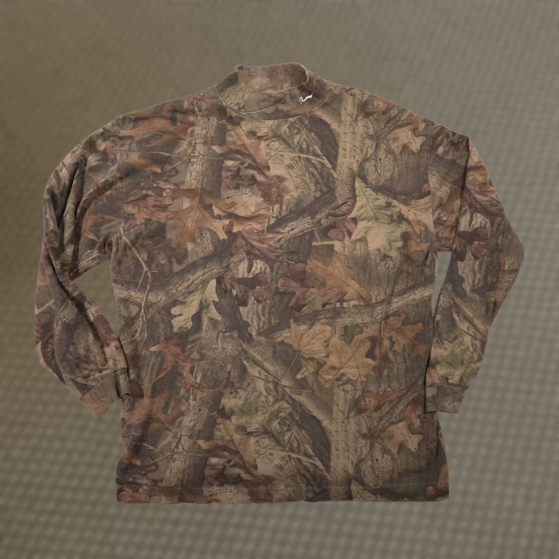 Vintage Duxbak Shirt Mens XL Long Sleeve Mock Neck Tee Hunting Advantage Timber Camo Size US XL / EU 56 / 4 - 1 Thumbnail