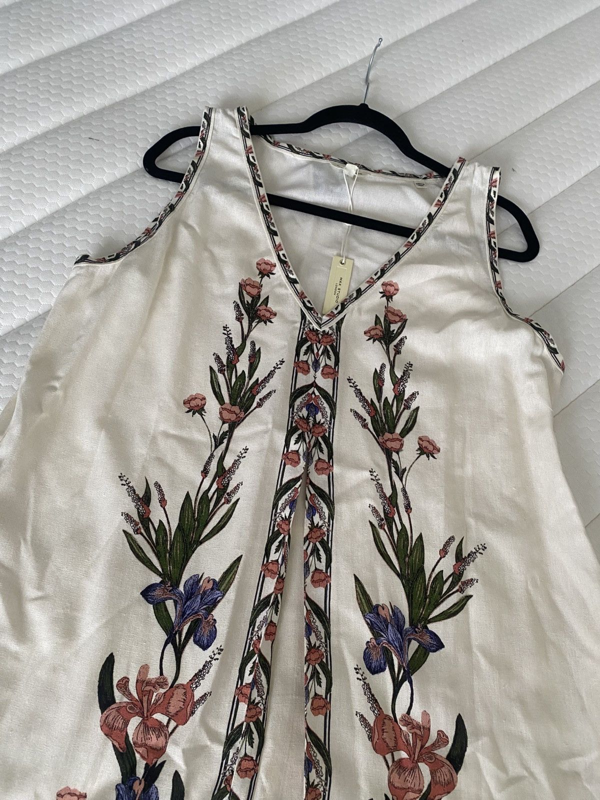 Other NWT Max Studio Cream Sleeveless V-Neck Sundress Maxi Dress Size XL / US 12-14 / IT 48-50 - 11 Thumbnail