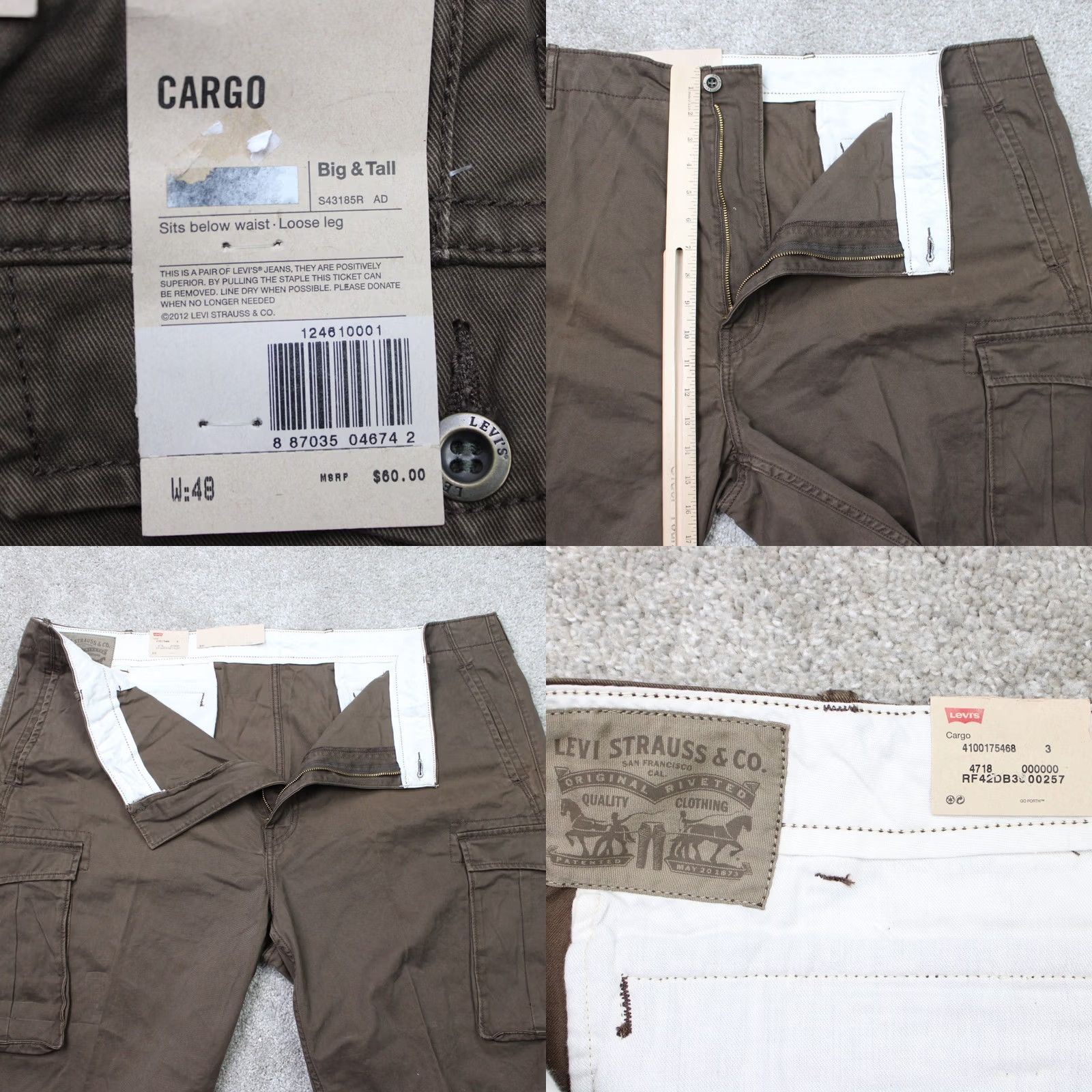 Levi's Levi's Shorts Cargo Pocket NWT Mens 48 Brown 11" Cotton Flat Front 100% Cotton Chino Casual Summer Size US 32 / EU 48 - 8 Thumbnail