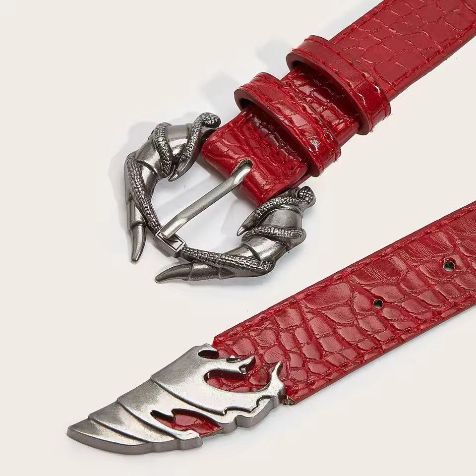 Leather 110 cm Y2k Grunge Buckle Pu Leather Belt Size ONE SIZE - 4 Thumbnail
