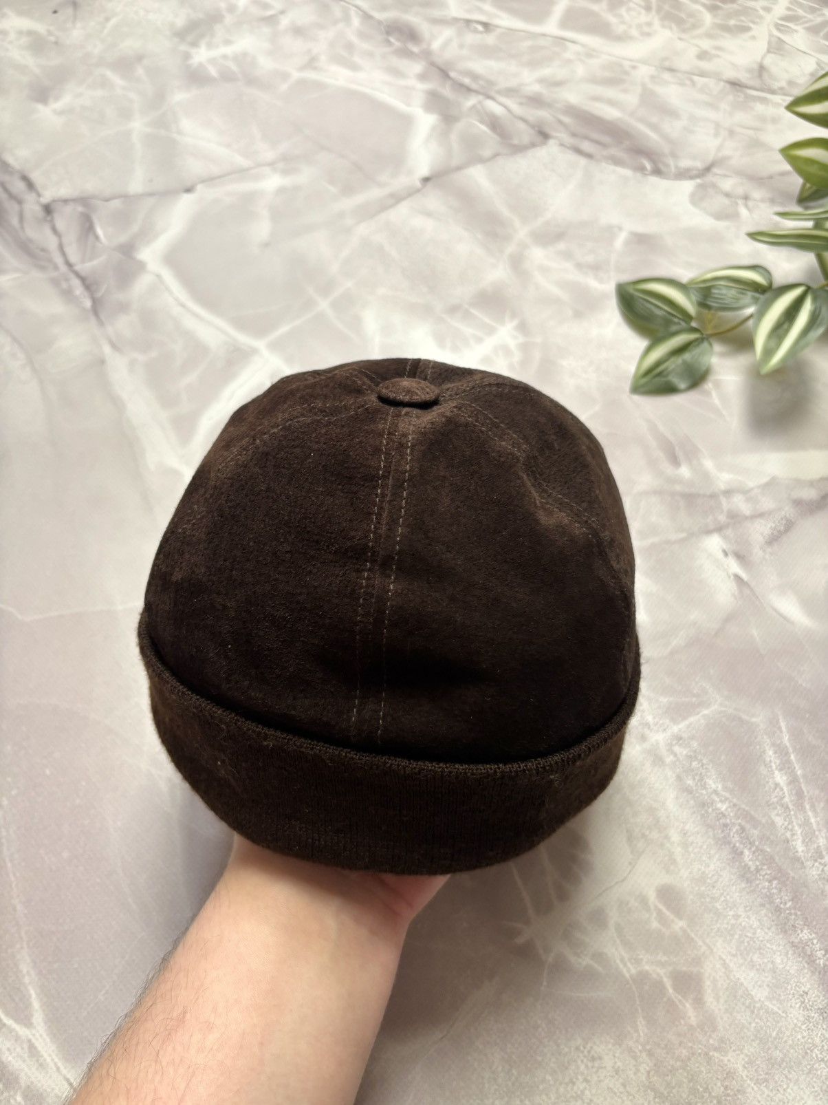 Other Mens Leather Docker Hat Brimless Sailor Rolled Cuff L/XL Size ONE SIZE - 4 Thumbnail